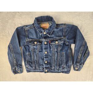 Levi Strauss Denim Jacket Child 3X Regular Blue Jean Classic Red Tab‎ Snap Front